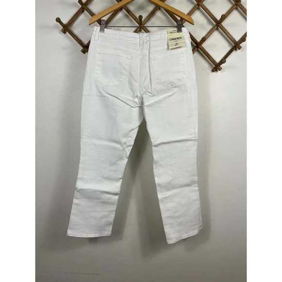 L'AGENCE Nadia High Rise Crop Straight Jean in Blanc Size 31